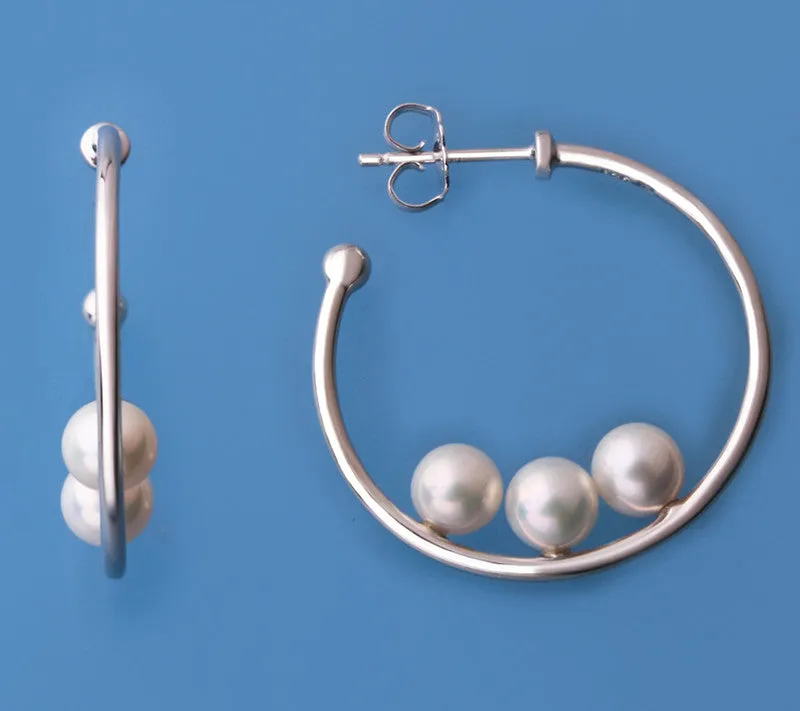 Sterling Silver Earrings with 5.5-6mm Round Shape Freshwater Pearl