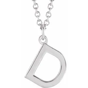 Sterling Silver Initial D Dangle 16" Necklace