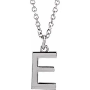 Sterling Silver Initial E Dangle 18" Necklace