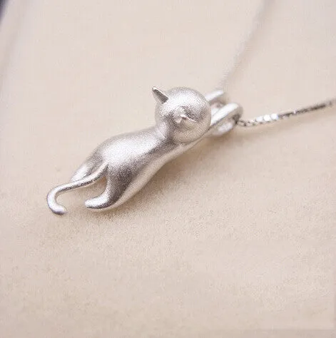Sterling Silver Kitty Cat Necklace