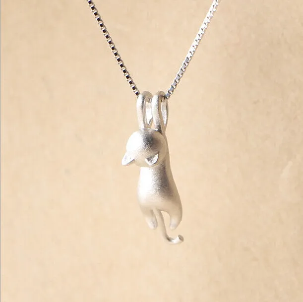 Sterling Silver Kitty Cat Necklace