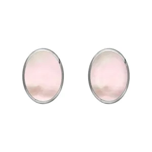 Sterling Silver Pink Mother of Pearl 7 x 5mm Classic Small Oval Stud Earrings