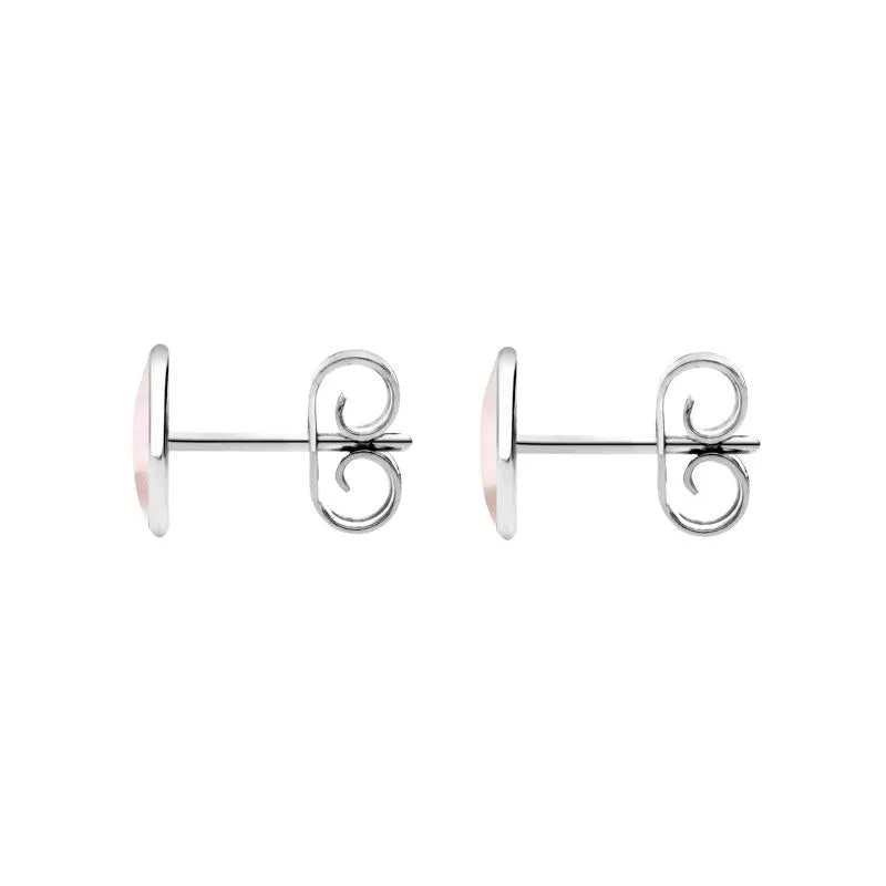 Sterling Silver Pink Mother of Pearl 7 x 5mm Classic Small Oval Stud Earrings