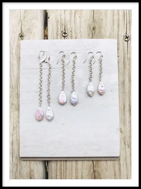 Sterling Silver Rain Drop Pearl Earrings