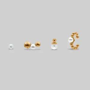 Sterling Silver Set of 4 Pearl Earrings