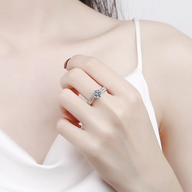Sterling Silver Starlight Queen Moissanite Ring for Women