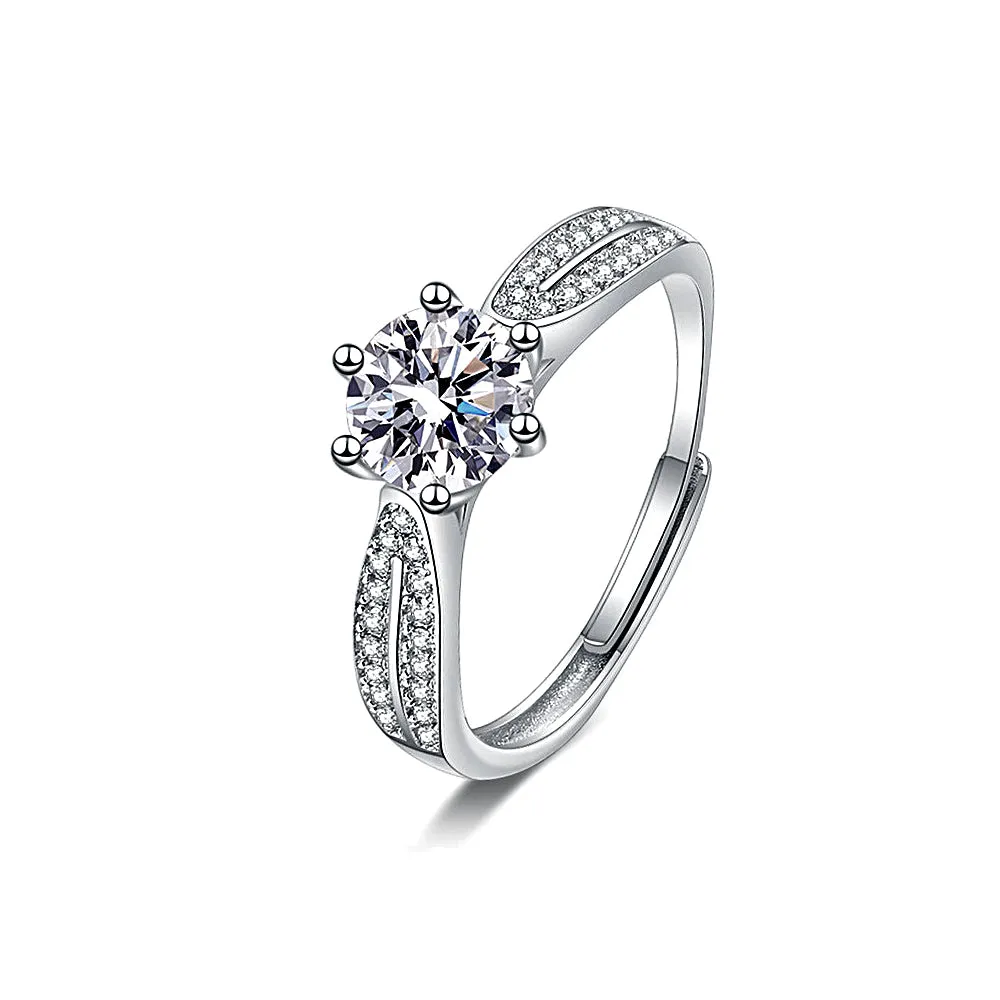 Sterling Silver Starlight Queen Moissanite Ring for Women