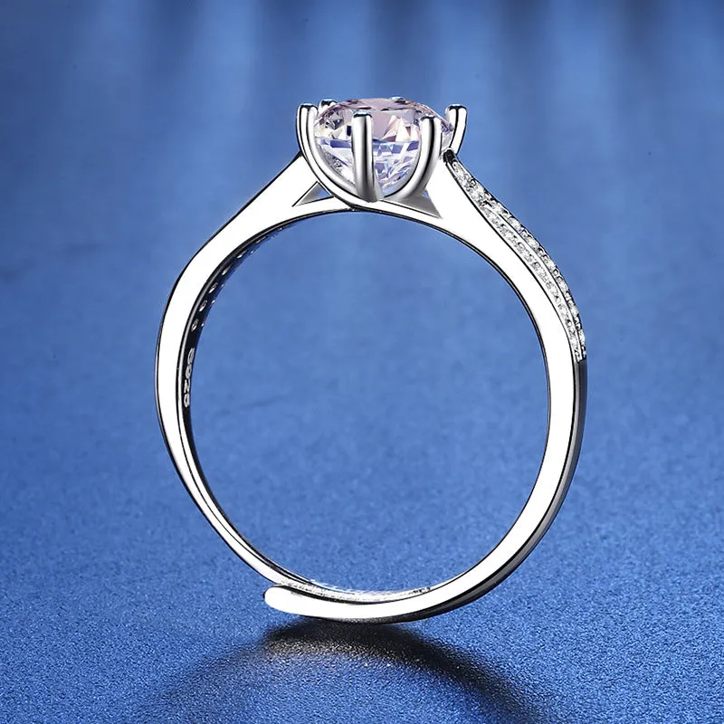 Sterling Silver Starlight Queen Moissanite Ring for Women