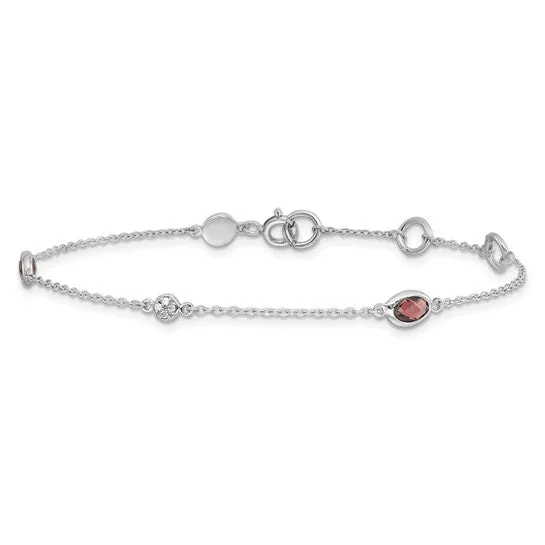 Sterling Silver White Ice Diamond & Oval Gemstone Bracelets