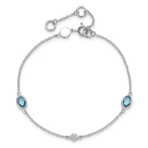Sterling Silver White Ice Diamond & Oval Gemstone Bracelets