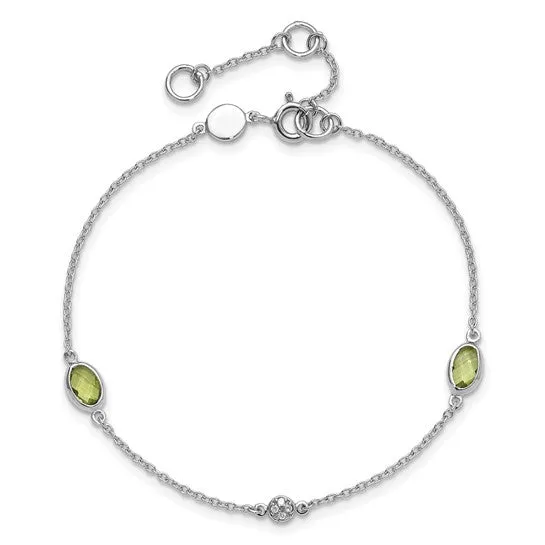 Sterling Silver White Ice Diamond & Oval Gemstone Bracelets