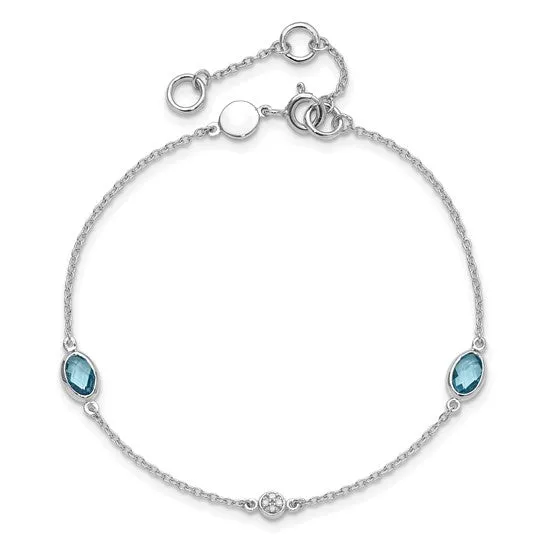 Sterling Silver White Ice Diamond & Oval Gemstone Bracelets