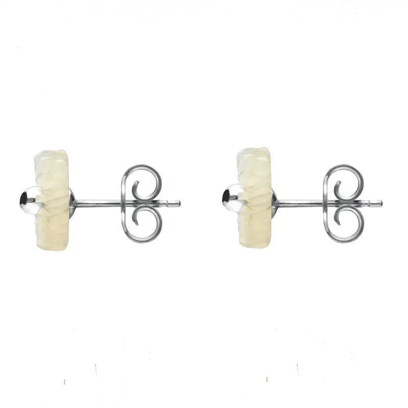 Sterling Silver White Mother of Pearl Tuberose 6mm Daisy Stud Earrings