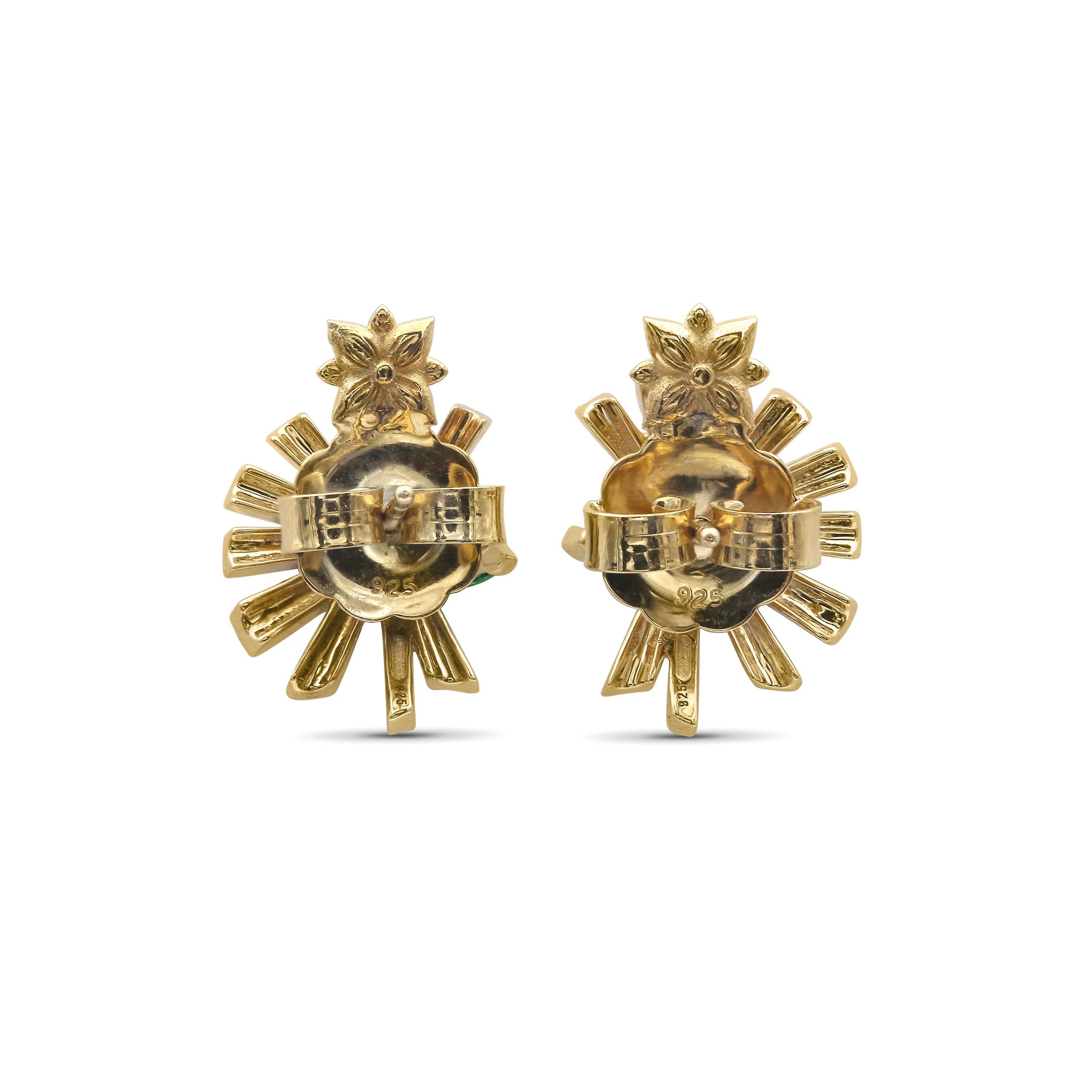 Sunray Emerald 1.05ct and Diamond 0.55ct Earring in 18K Gold