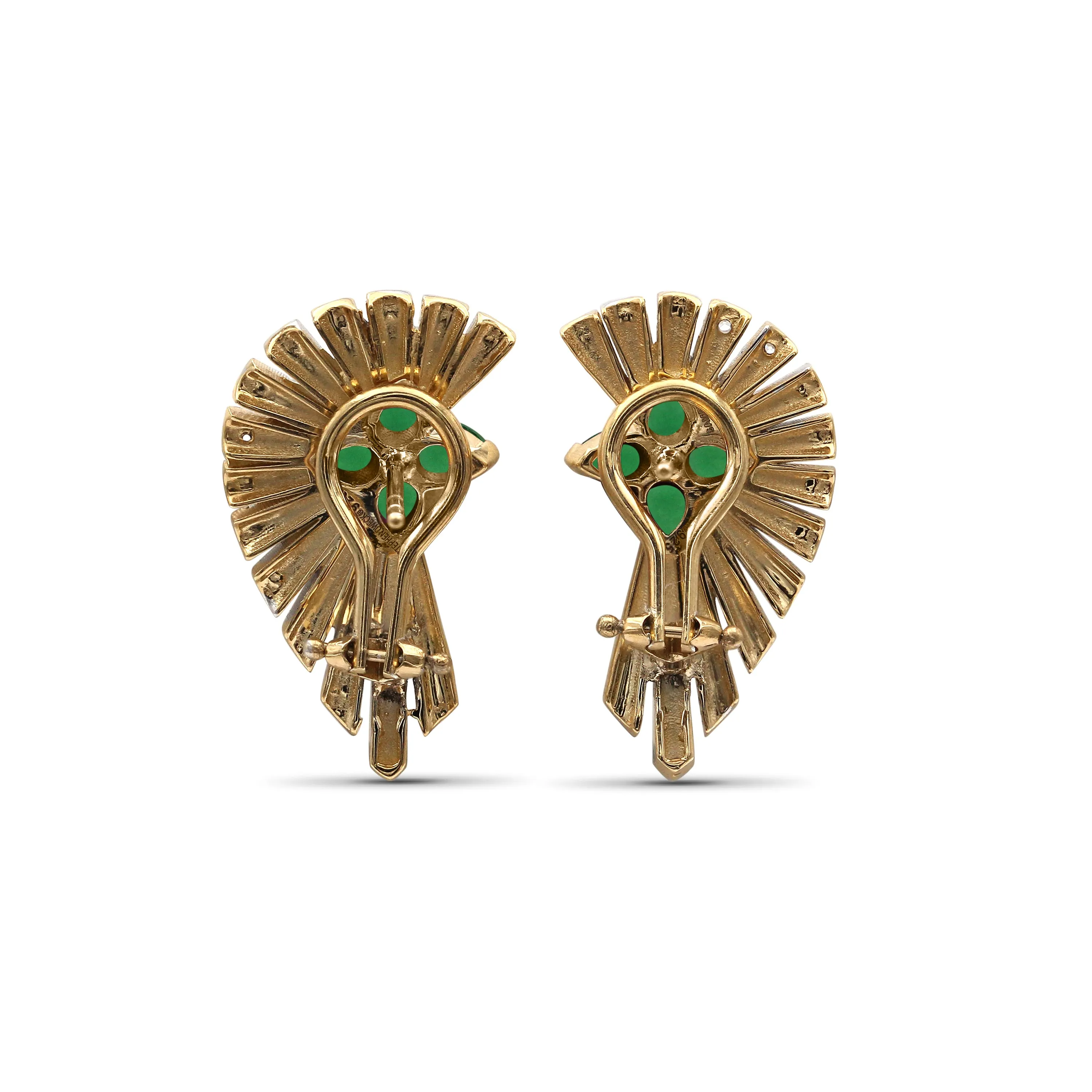 Sunray Emerald 1.05ct and Diamond 1.25ct Earring in 18K Gold