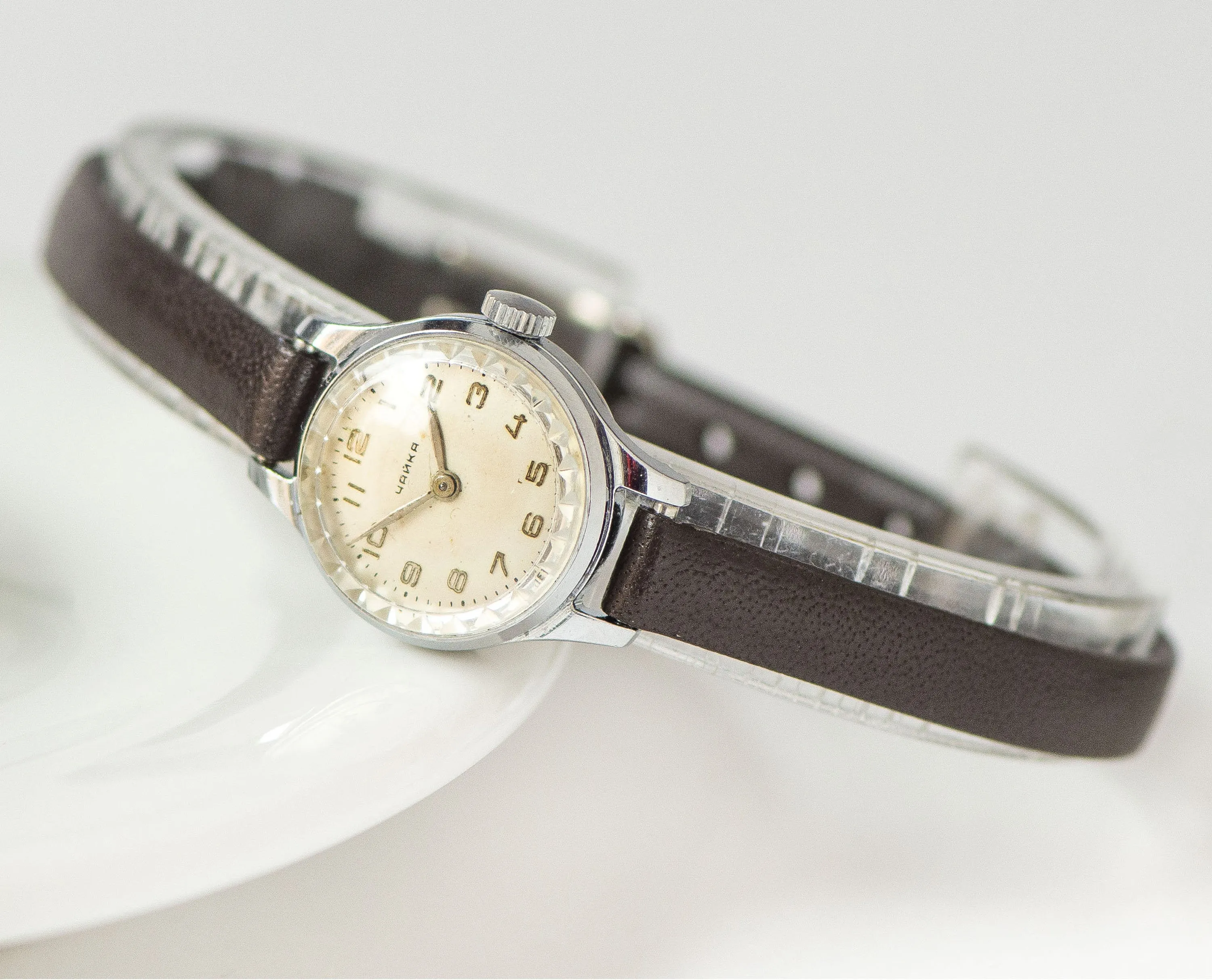 Super small women watch classic Seagull vintage, micro lady watch delicate silver shade, petite jewelry for women, new premium leather strap