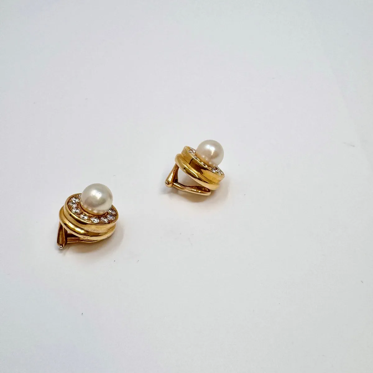 Susan Berman 18K Gold Diamond and Pearl Earrings