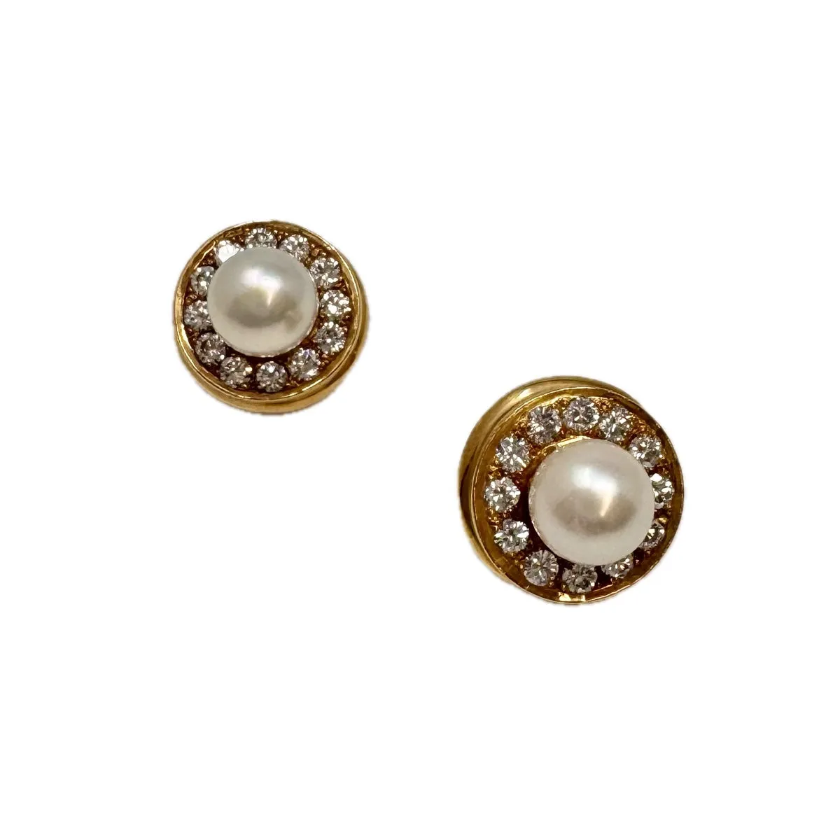 Susan Berman 18K Gold Diamond and Pearl Earrings