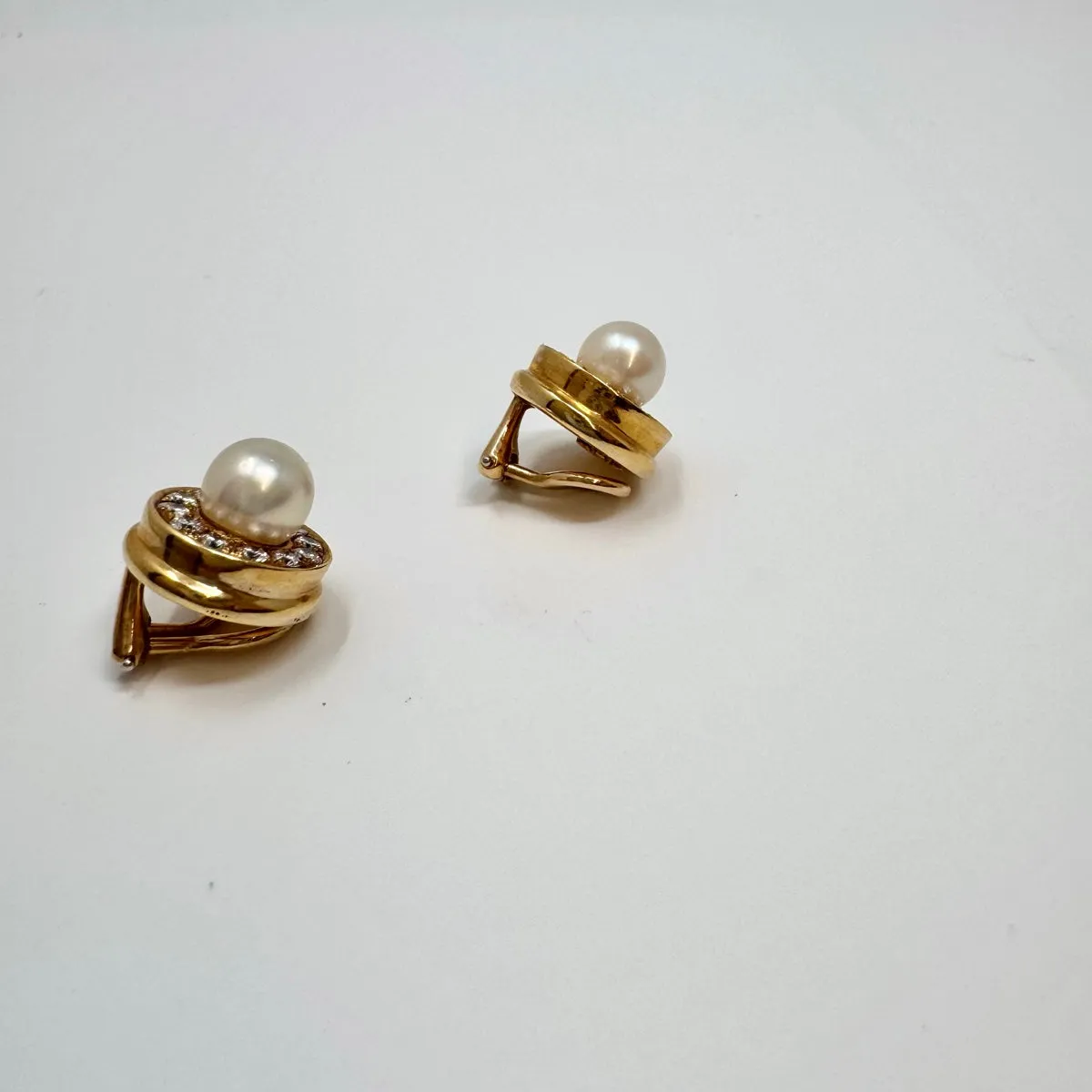 Susan Berman 18K Gold Diamond and Pearl Earrings