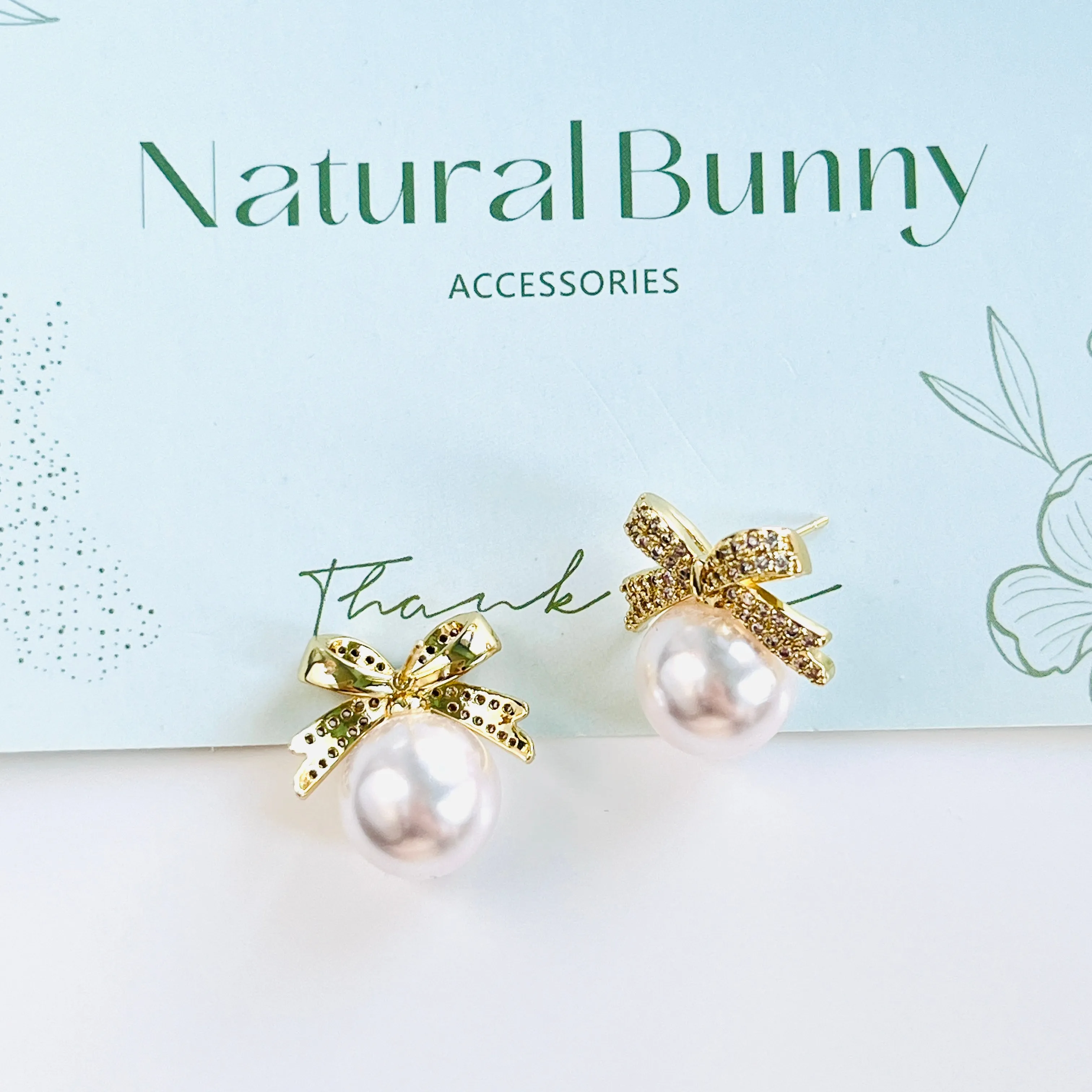 Sweet Bow Pearl Earrings