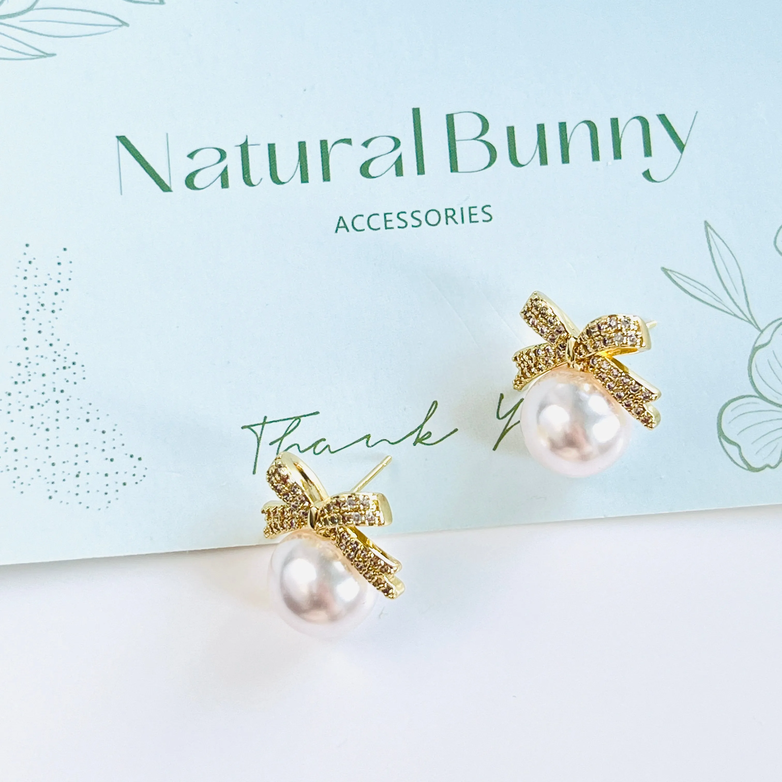 Sweet Bow Pearl Earrings