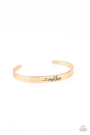 Sweetly Named - Gold - "Mother" with Heart Paparazzi Cuff Bracelet