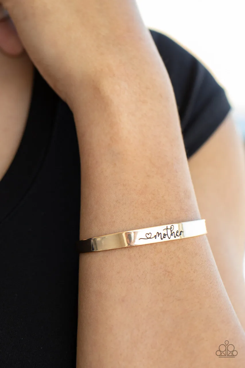 Sweetly Named - Gold - "Mother" with Heart Paparazzi Cuff Bracelet