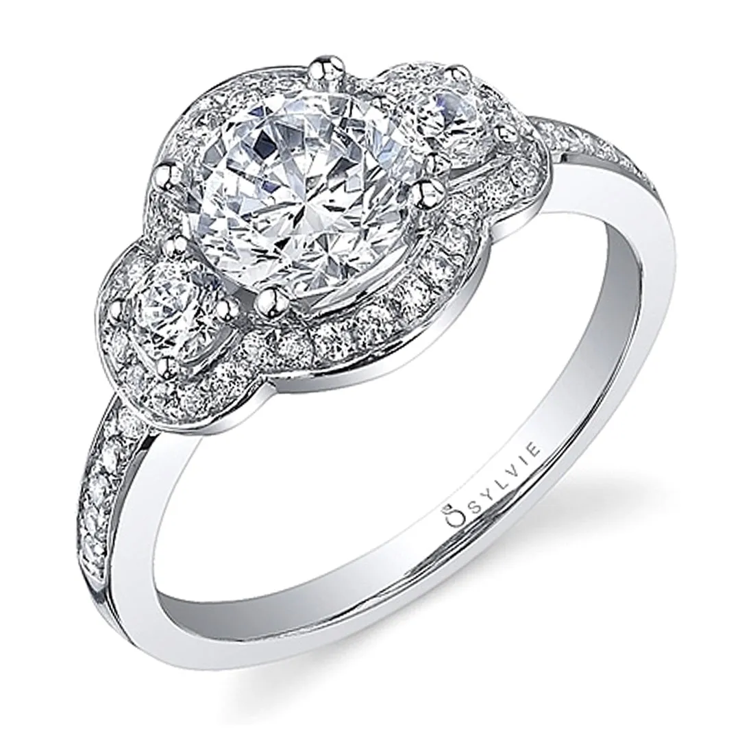 Sylvie Three Stone Diamond Engagement Ring