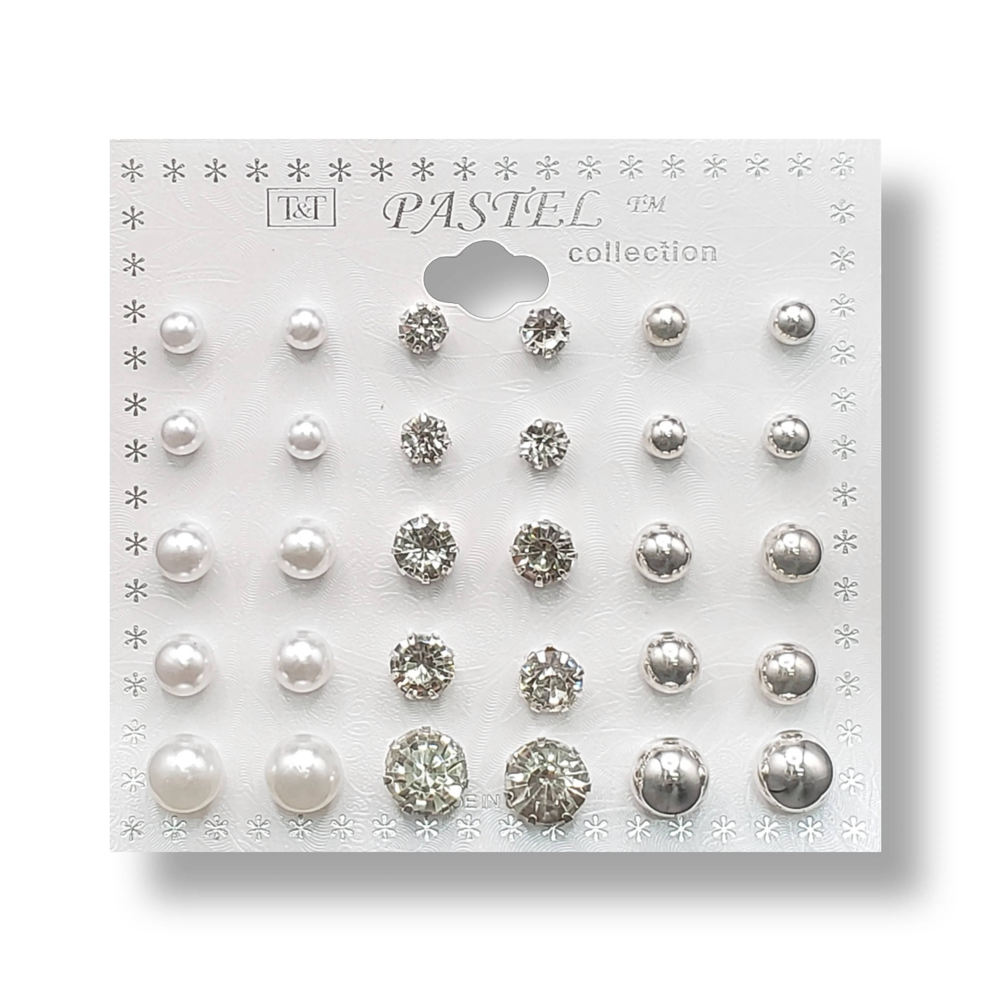 T&T Pearl & Stud Earring Combo (15 Pairs)