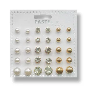 T&T Pearl & Stud Earring Combo (15 Pairs)