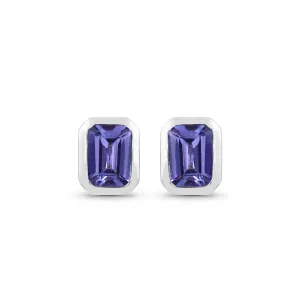 Tanzanite White Gold Emerald Cut Studs