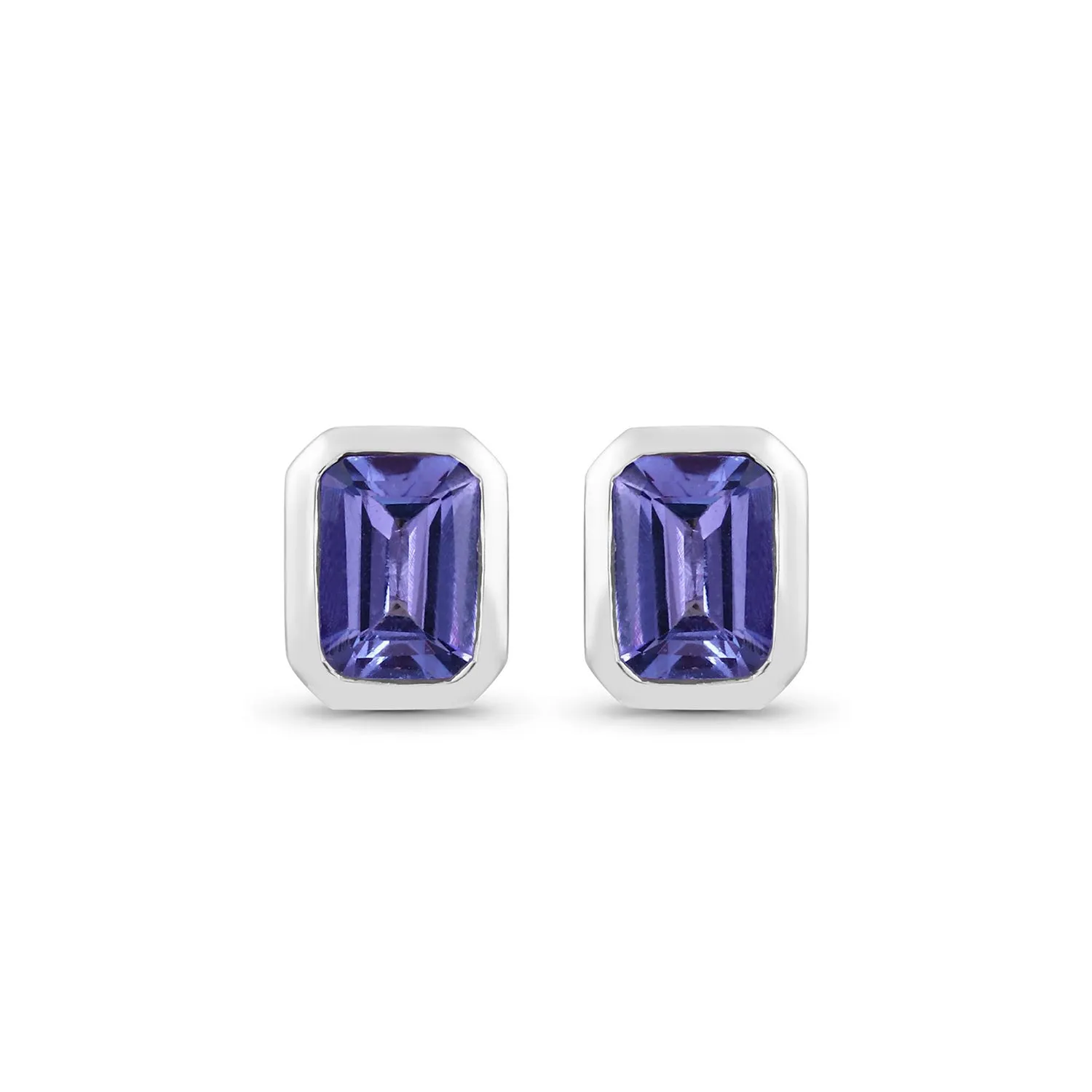 Tanzanite White Gold Emerald Cut Studs