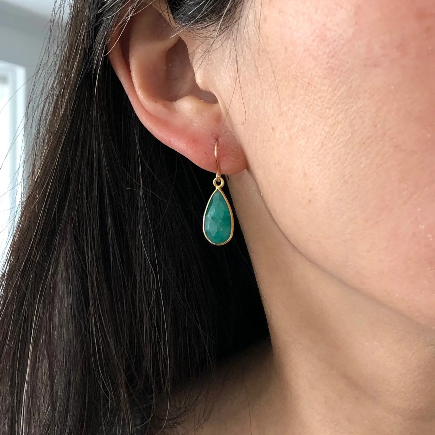 Teardrop Stone Gold Earrings