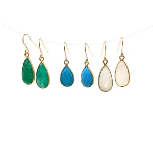 Teardrop Stone Gold Earrings