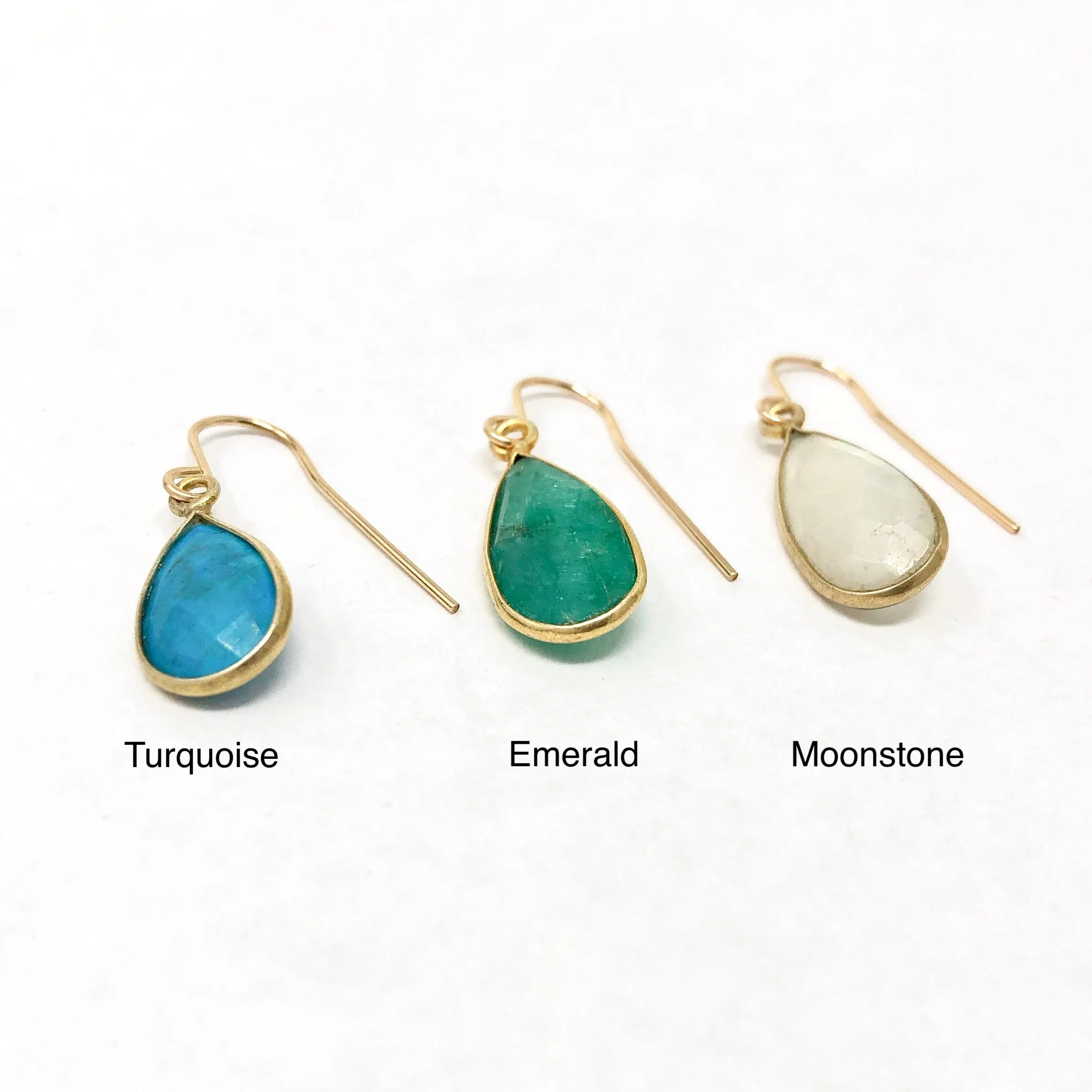Teardrop Stone Gold Earrings