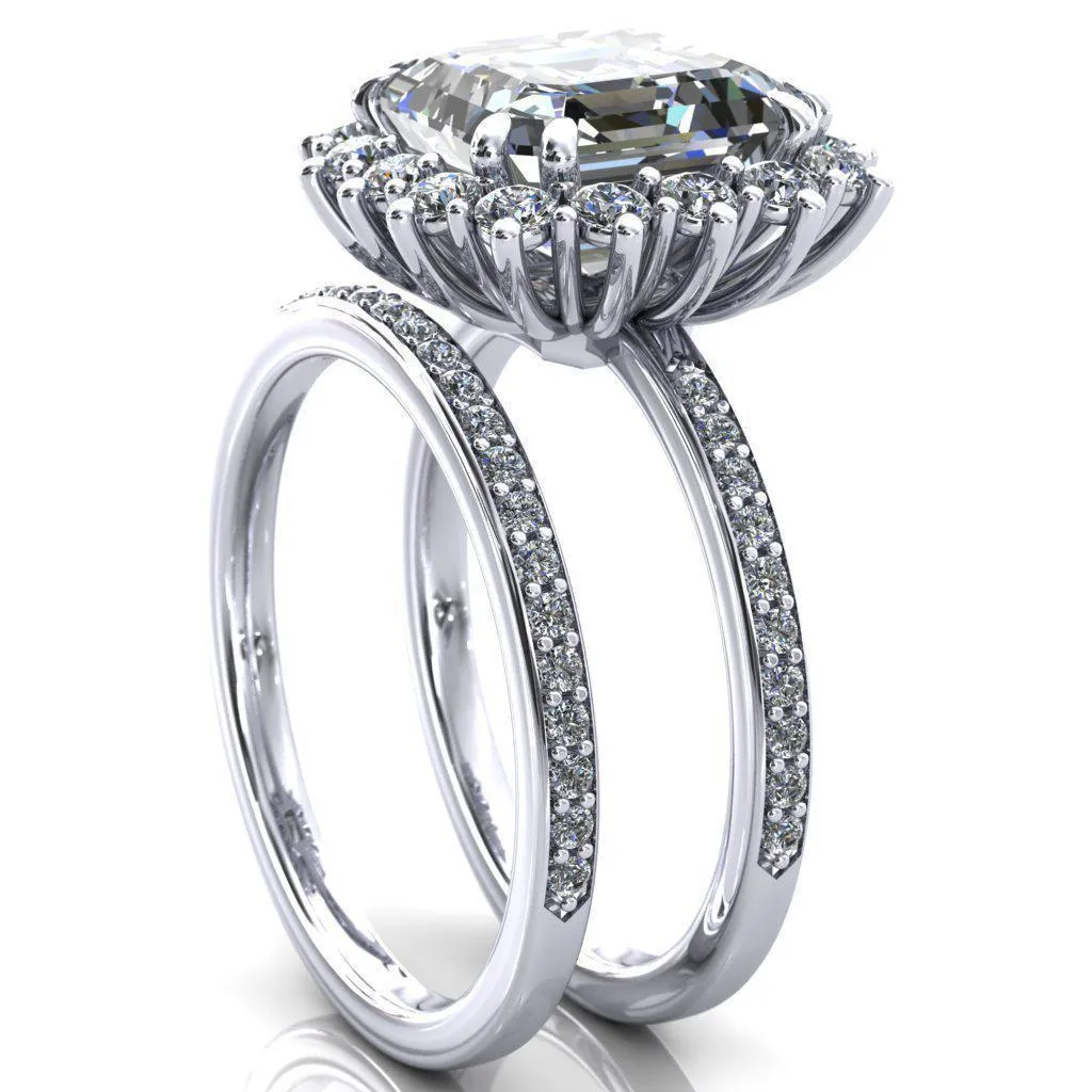 The Duchess Asscher Moissanite Diamond Cluster Halo Ring