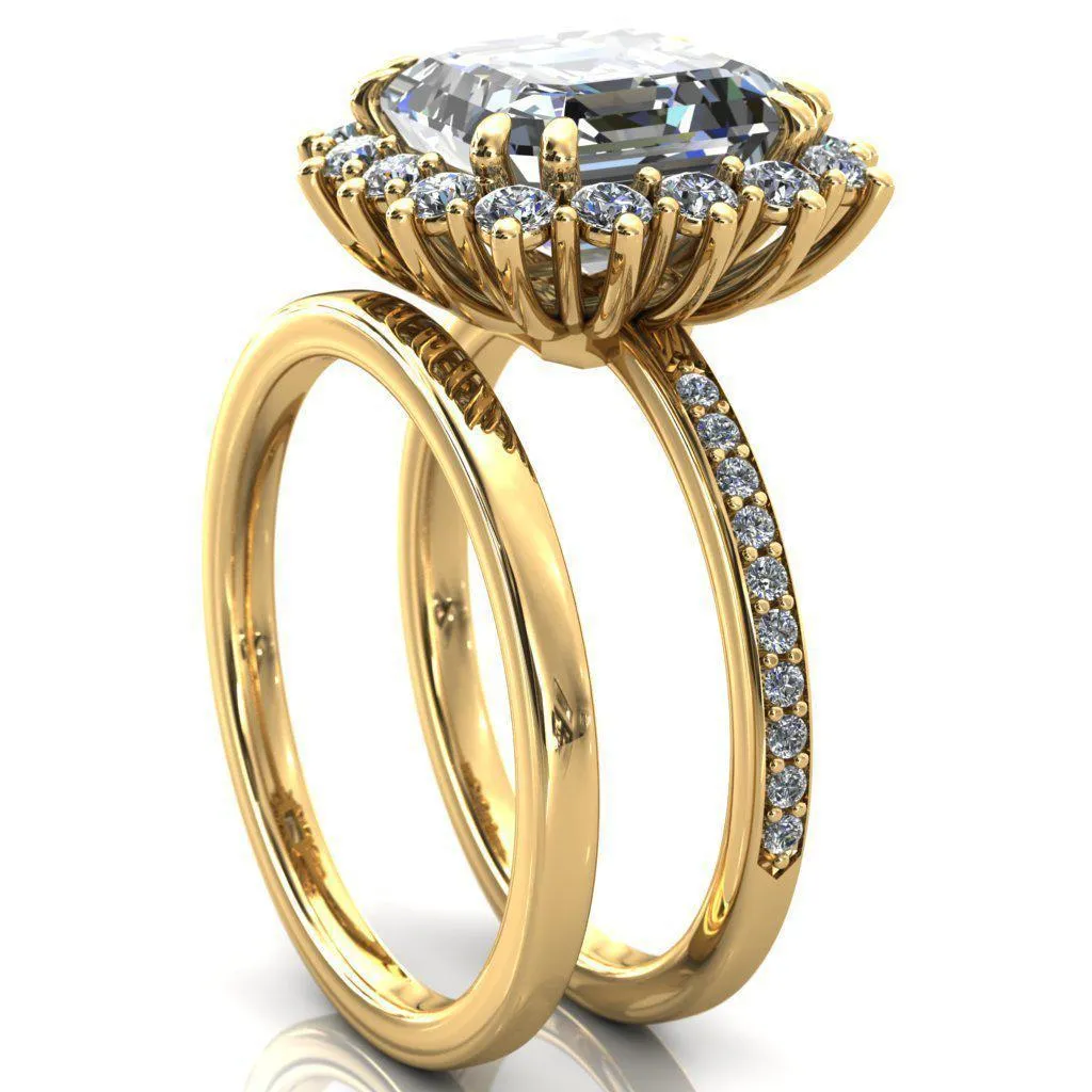 The Duchess Asscher Moissanite Diamond Cluster Halo Ring
