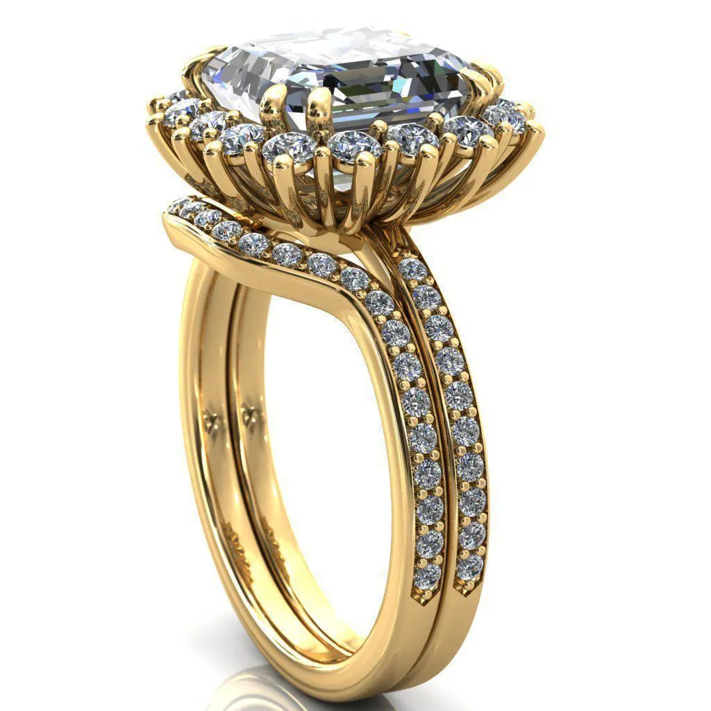 The Duchess Asscher Moissanite Diamond Cluster Halo Ring