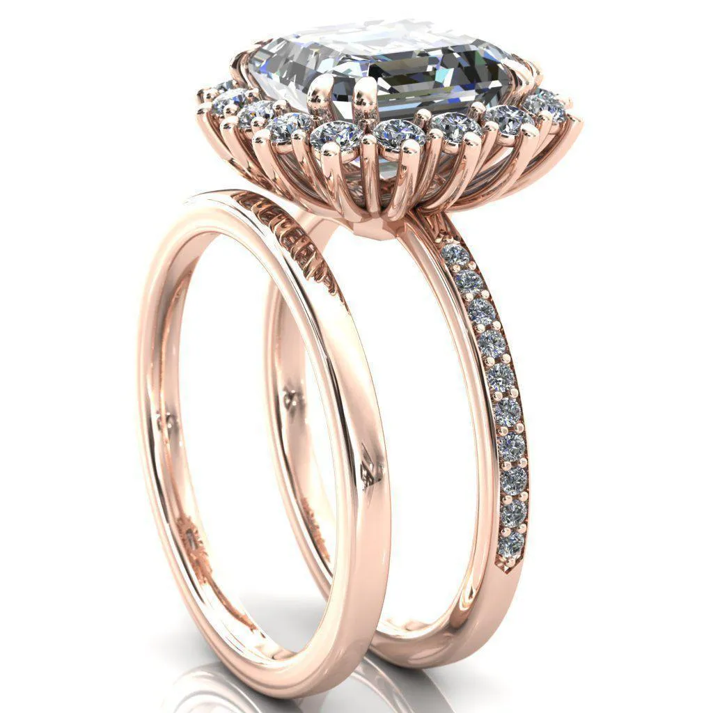 The Duchess Asscher Moissanite Diamond Cluster Halo Ring