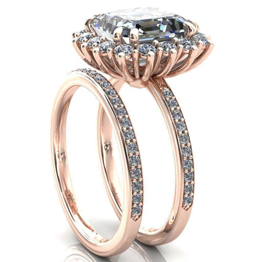 The Duchess Asscher Moissanite Diamond Cluster Halo Ring
