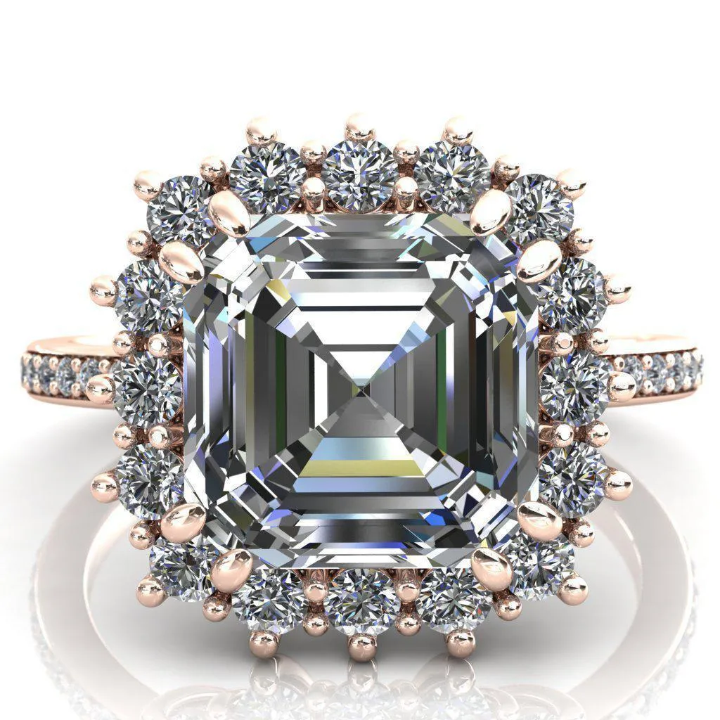 The Duchess Asscher Moissanite Diamond Cluster Halo Ring