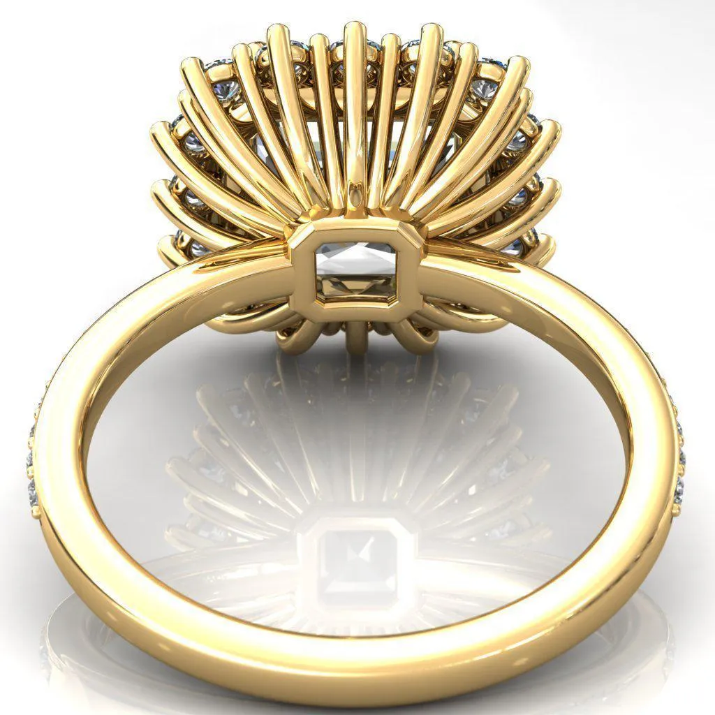 The Duchess Asscher Moissanite Diamond Cluster Halo Ring