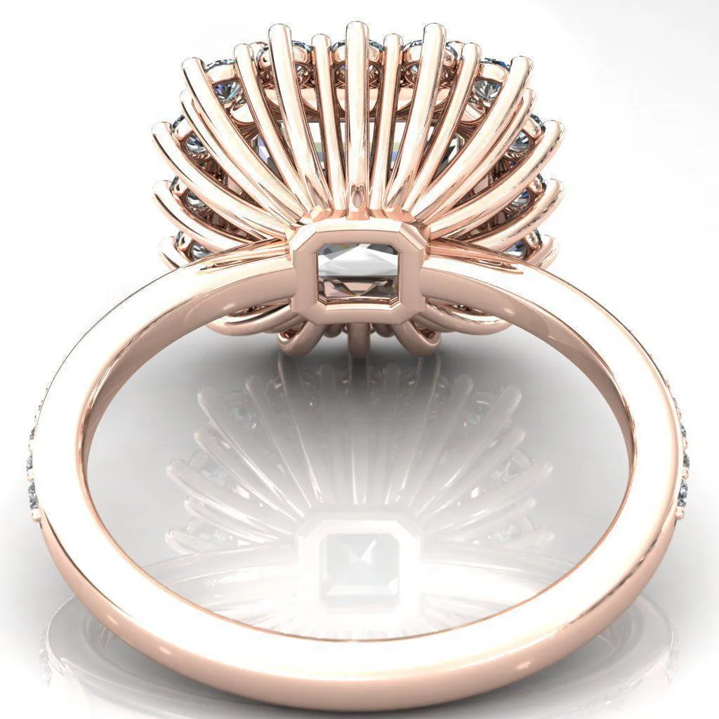 The Duchess Asscher Moissanite Diamond Cluster Halo Ring