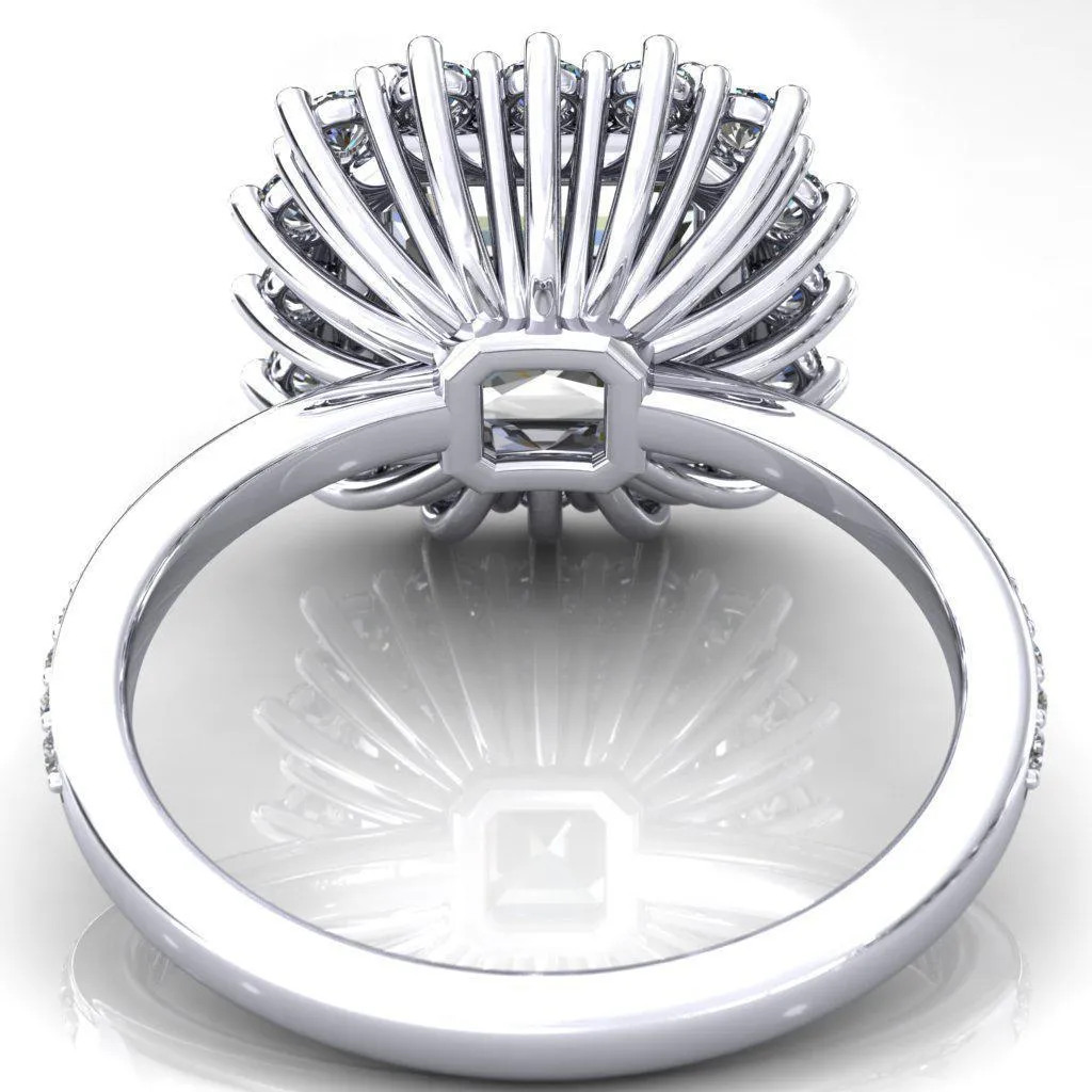 The Duchess Asscher Moissanite Diamond Cluster Halo Ring