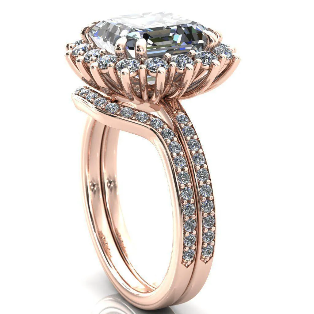 The Duchess Asscher Moissanite Diamond Cluster Halo Ring