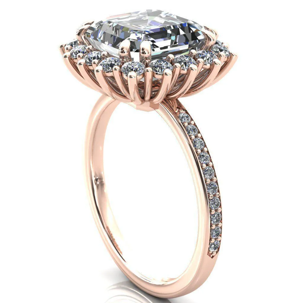 The Duchess Asscher Moissanite Diamond Cluster Halo Ring