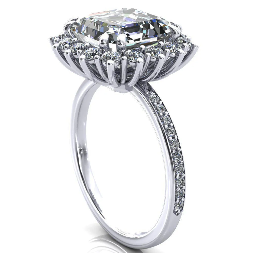 The Duchess Asscher Moissanite Diamond Cluster Halo Ring
