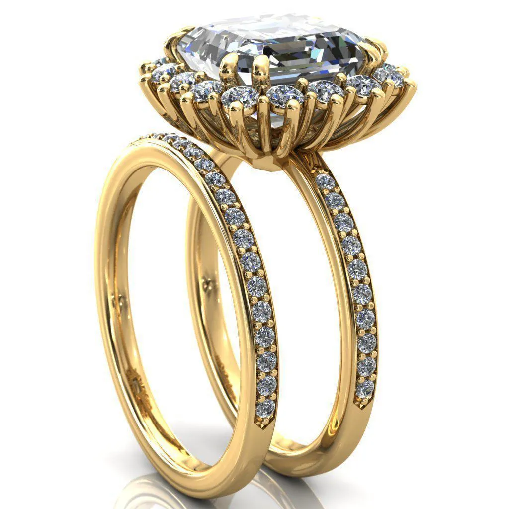 The Duchess Asscher Moissanite Diamond Cluster Halo Ring