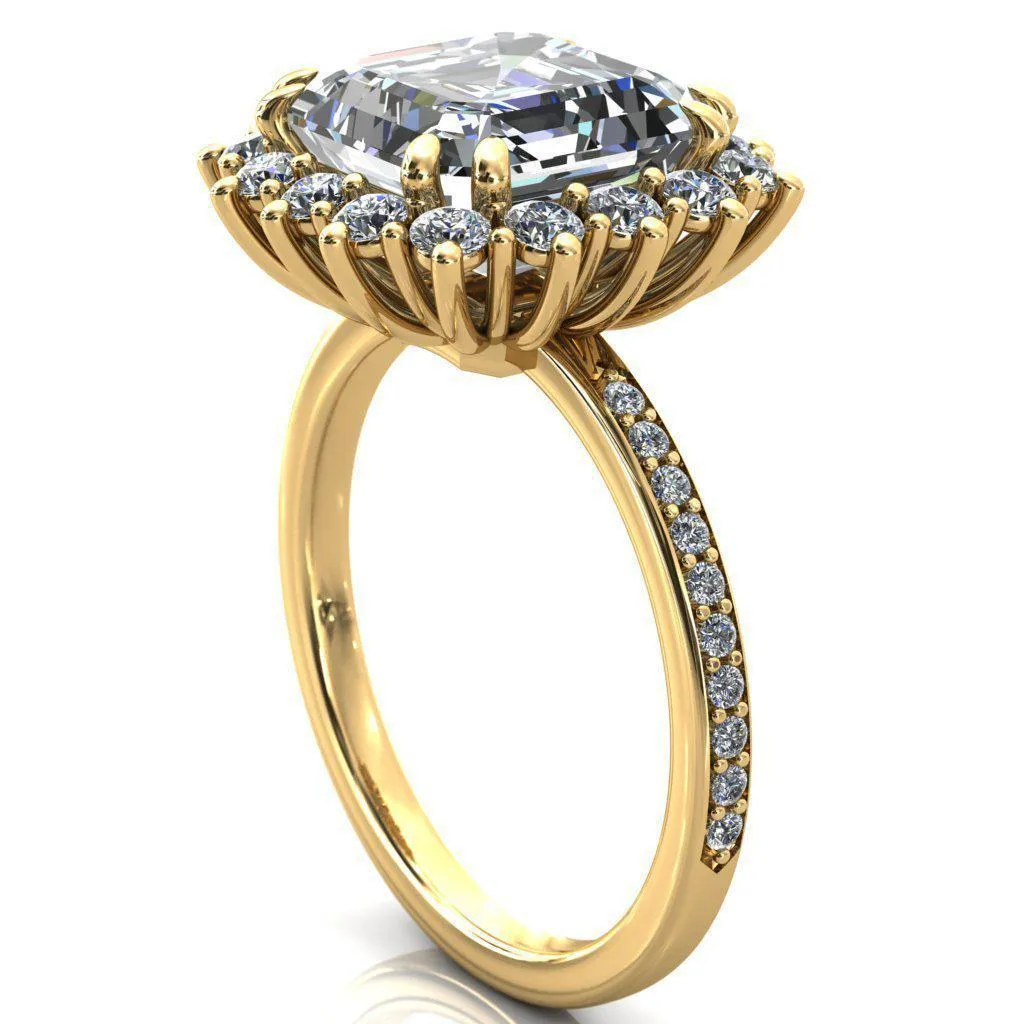 The Duchess Asscher Moissanite Diamond Cluster Halo Ring