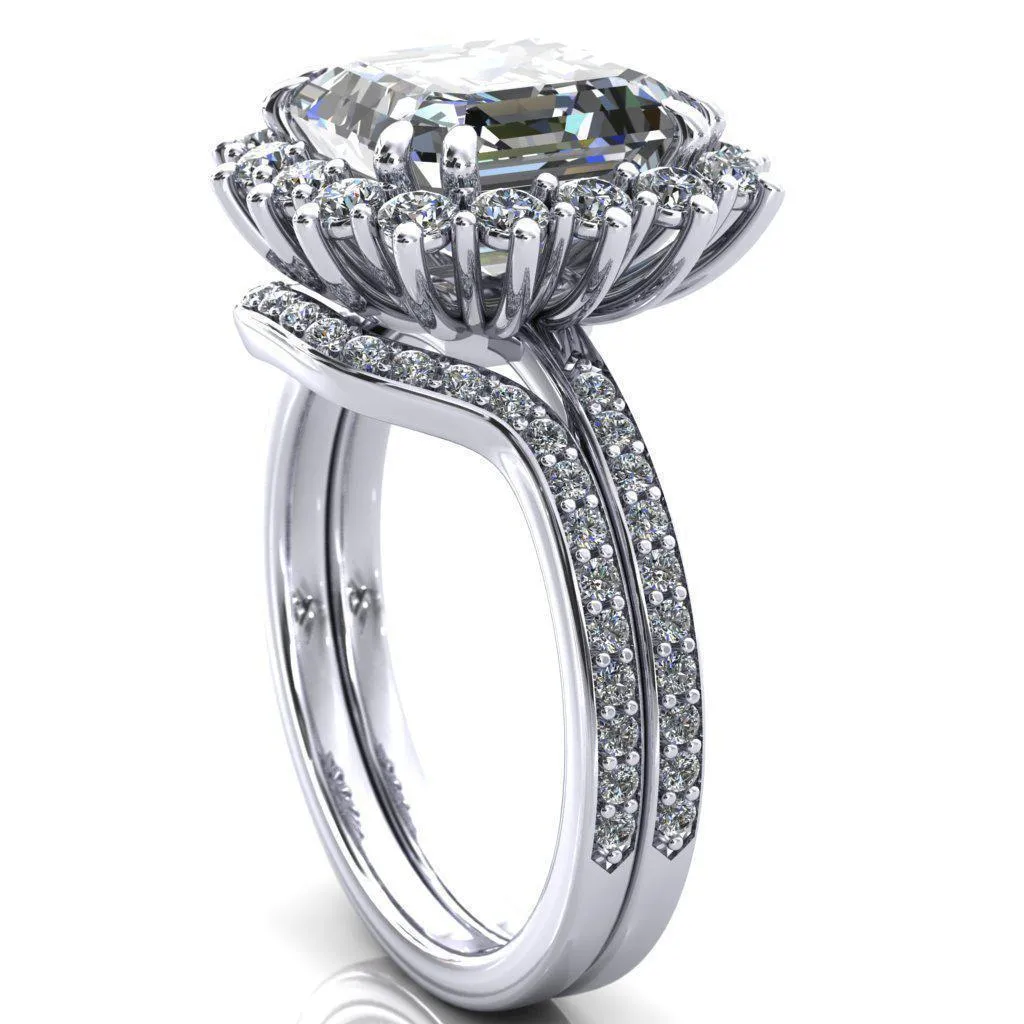 The Duchess Asscher Moissanite Diamond Cluster Halo Ring